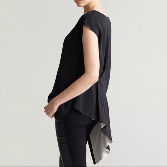 Eileen Fisher Reversible Silk Crepe de Chine Asymmetric Top - Picture 1 of 8